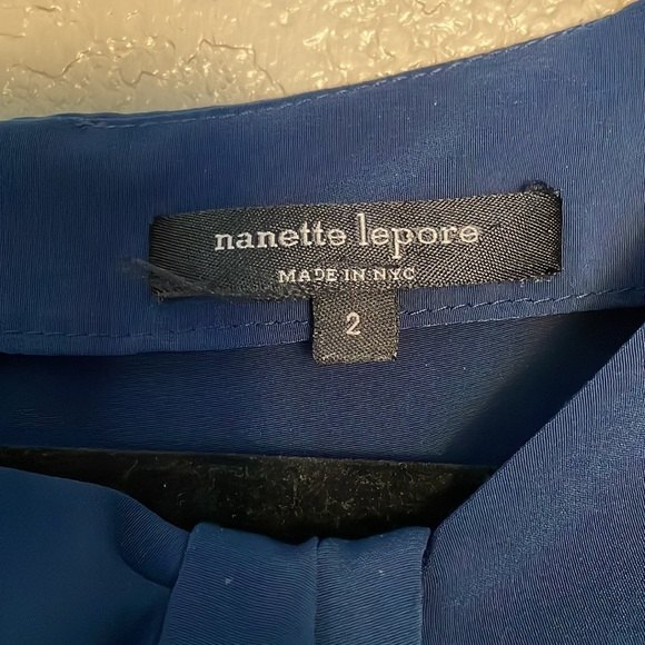 Nanette Lepore Peekaboo front Dark Navy Blue Tank zipper back EUC Size 2 - Picture 4 of 7